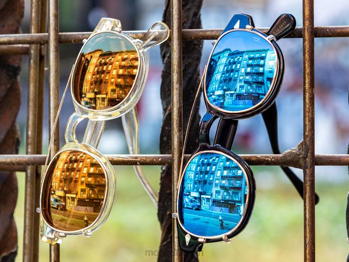 Gläser 44ZR672 blauer Spiegel Moscot Cliptosh Gold mit Spiegel