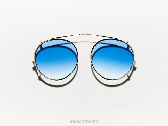 Brille 44ZR811 Broadway-Blau verblasst Moscot Clipzen Gold mit maßgeschneiderten Farbtönen
